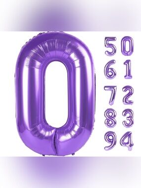 Purple Metallic Foil Number 0 Balloon Large 40 Inch Party Decoration NIP